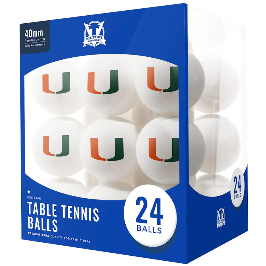 Miami Hurricanes Table Tennis Balls - 24 pack