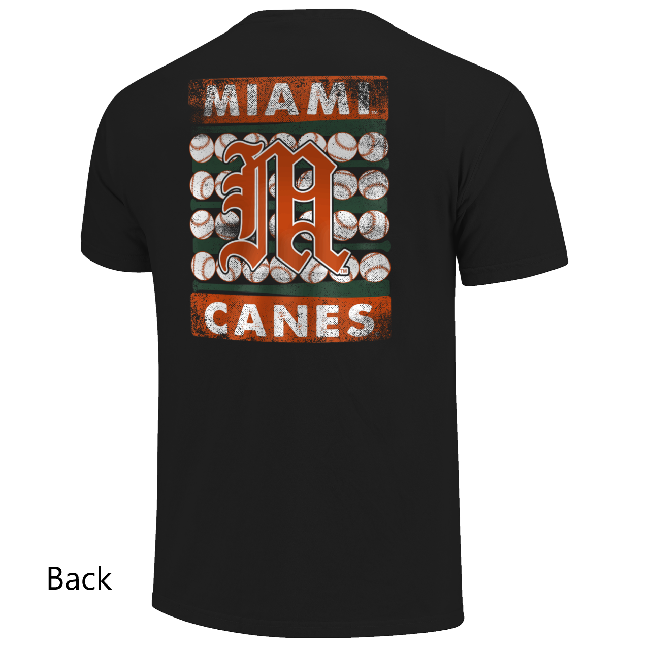 Miami Hurricanes Bats & Balls Old English M Tri-Blend T-Shirt - Black