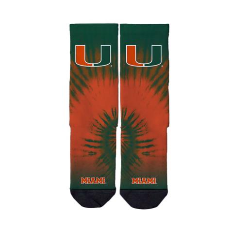 Miami Hurricanes Strideline Tie-Dye Knit Crew Socks