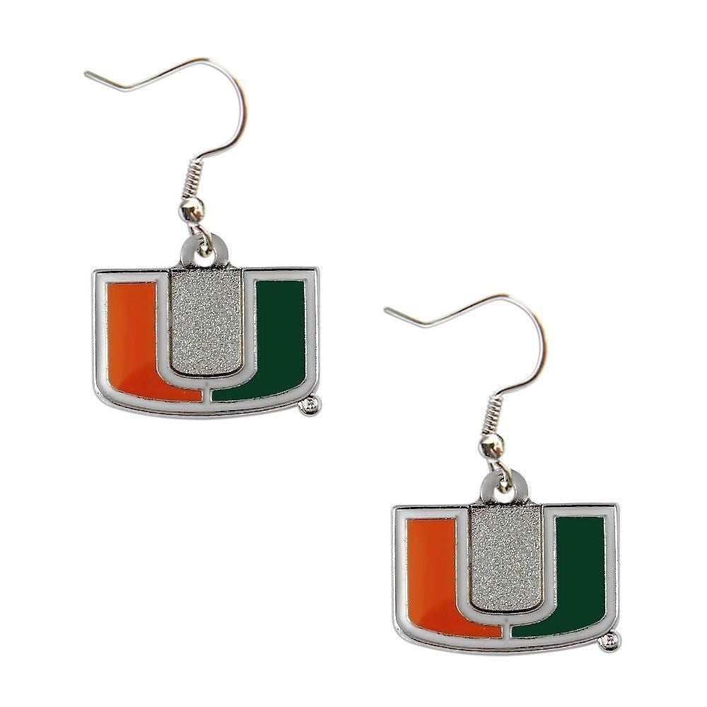 Miami Hurricanes U Logo  Dangler Earrings