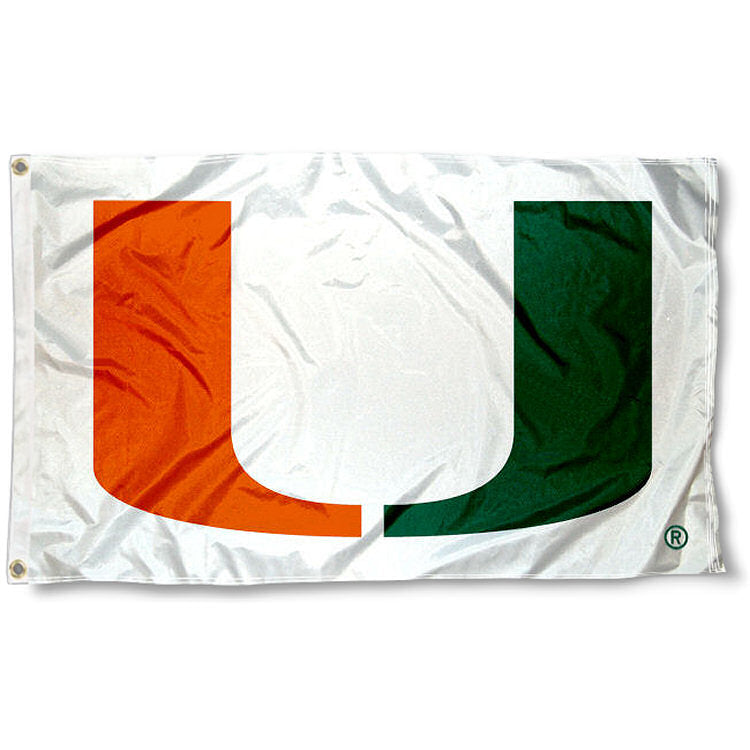 Miami Hurricanes White 3x5 U Flag