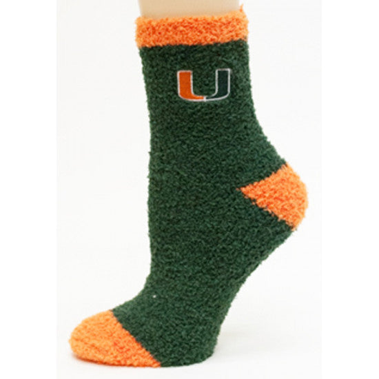 Miami Hurricanes Solid Fuzzy Socks - Green