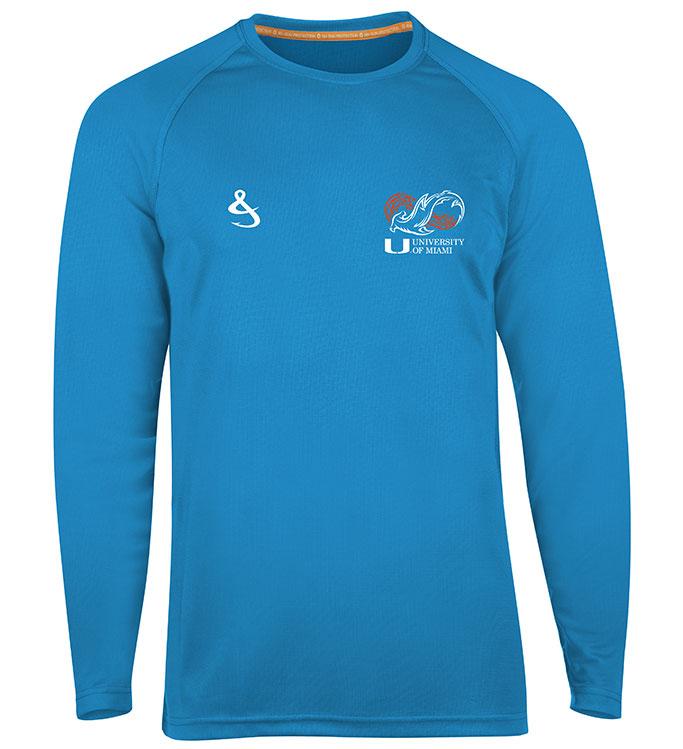 Miami Hurricanes Shark Research Seamount  UPF 50+ L/S Fishing Shirt - Maliblue