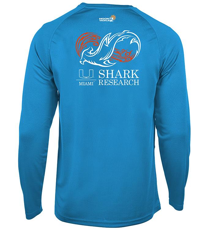 Miami Hurricanes Shark Research Seamount  UPF 50+ L/S Fishing Shirt - Maliblue