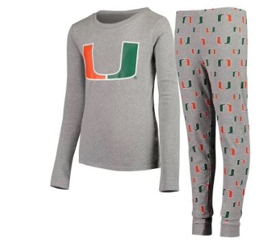 Miami Hurricanes Youth Long Sleeve T-Shirt and Pajama Pant Sleep Set