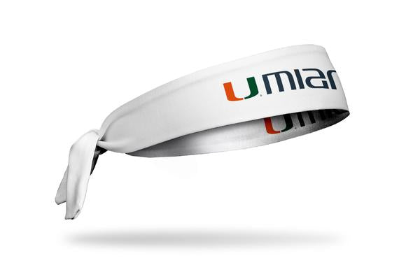 Miami Hurricanes U Miami Tie Headband - White