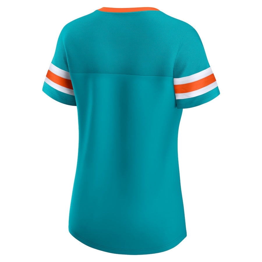 Miami Dolphins Fanatics Women's Original State Lace-Up T-Shirt - Aqua